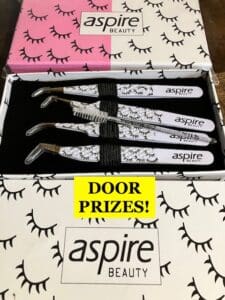 Aspire Beauty's lash tweezer set Door Prizes!