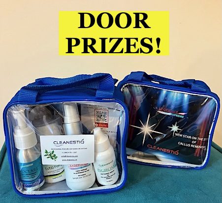 Cleanestiq assorted pedicure products as kits for Door Prizes!