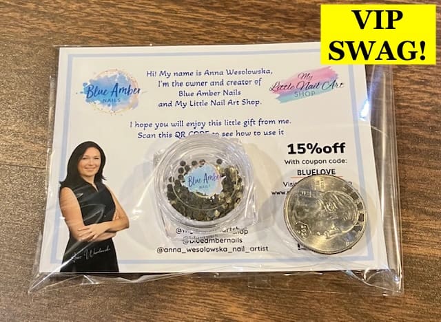 Blue Amber Nails 200 VIP swag nail art w/QR code for 15% off!
