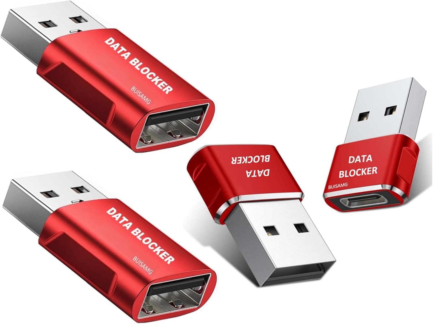 4 red & silver metal rectangular objects