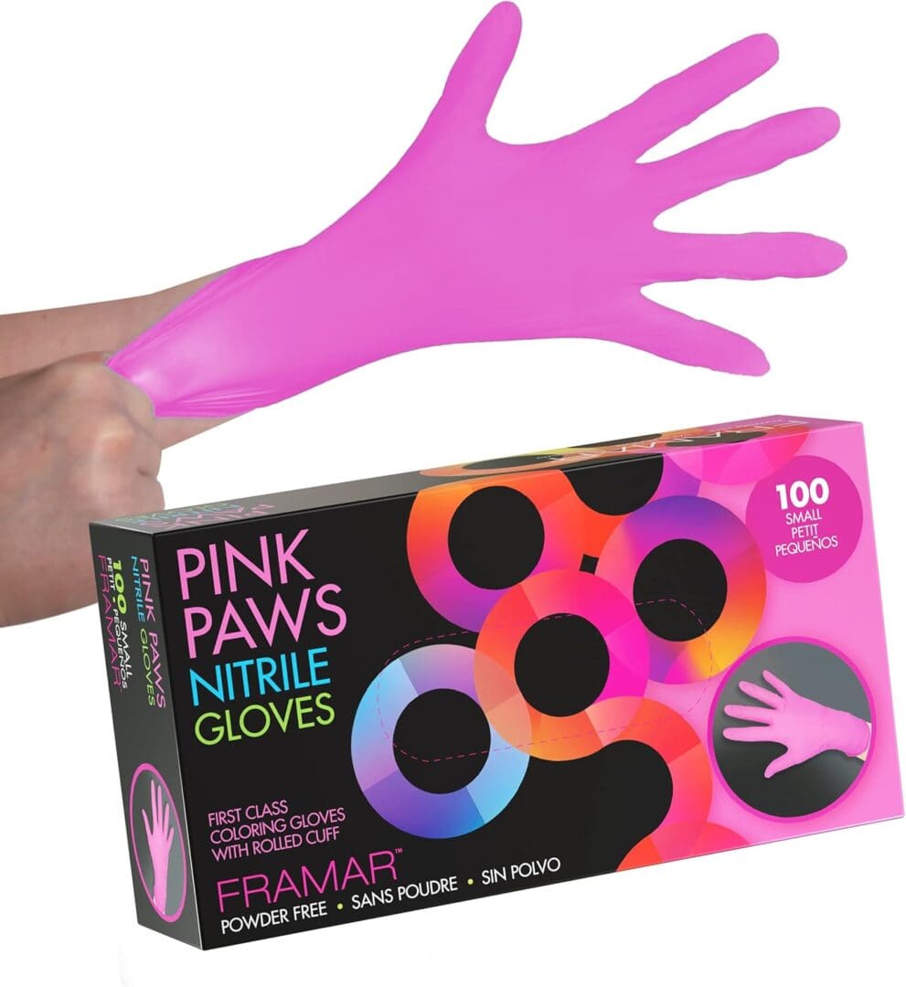 Pink latex-free nitrile gloves