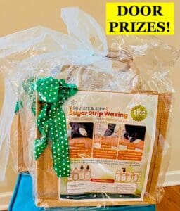 2 cellophane bags with sugar strip products in each for door prizes