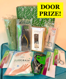 Door Prize consisting of various metal cuticle nippers, scissors & cuticle pushers with cases.
