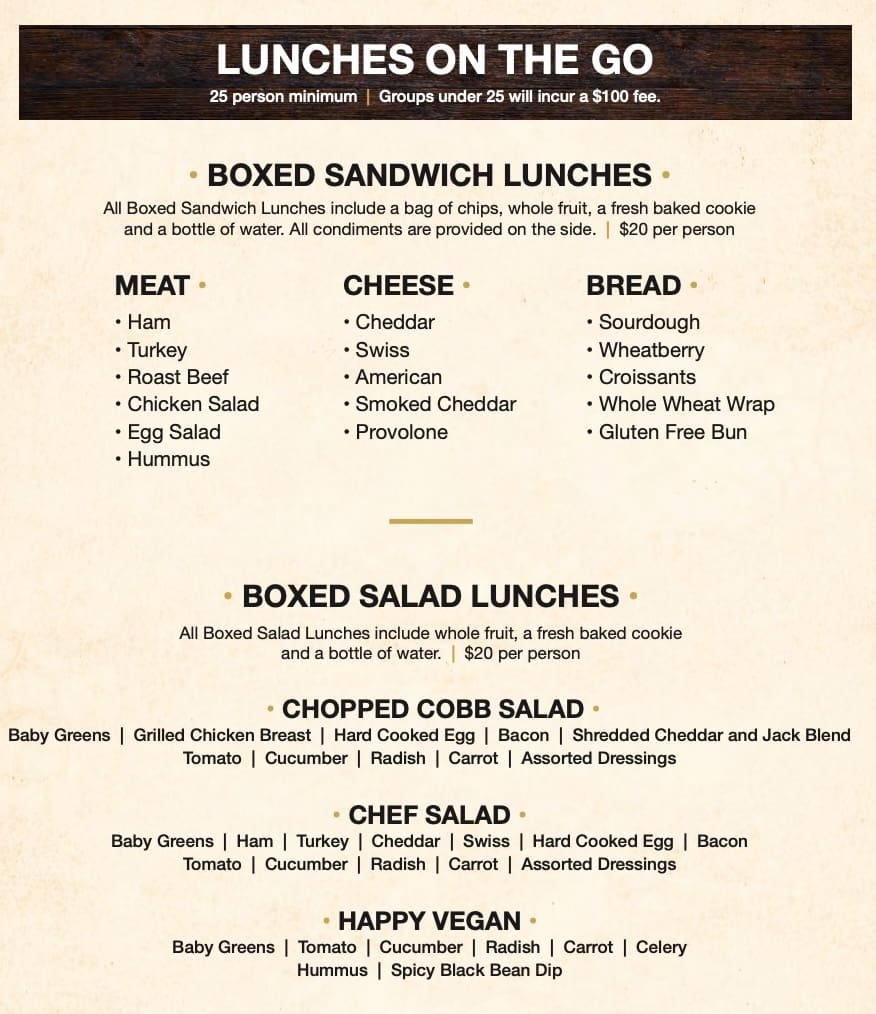 beige paper with dark brown print for box lunches