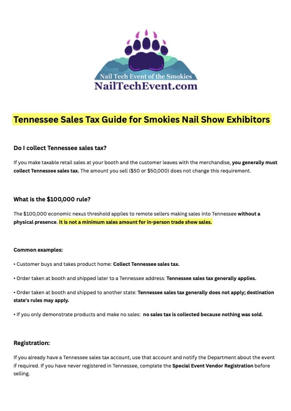 Tennessee sales tax guide outlined with rules